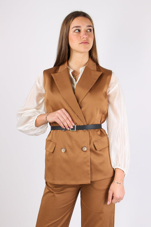 Gilet Cotone Cinturato Biscotto