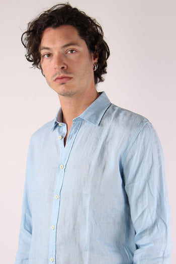 Camicia Lino Colletto Celeste - 7
