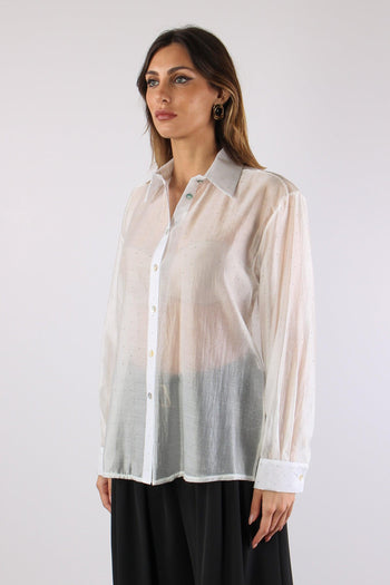 Camicia Over Mussola Strass Bianco - 4