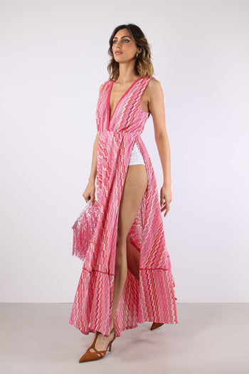 Abito Lungo Jacquard Electric Fuxia - 5