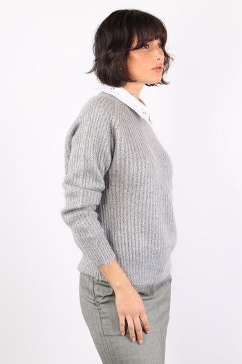 Maglia Mohair Collo Pietre Grigio - 4