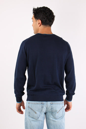 Maglia Collo Contrasto Navy Blue - 4