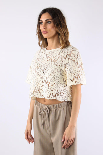 Blusa Cropped Pizzo Burro - 3