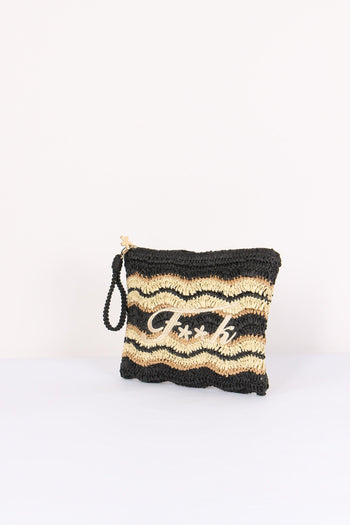 Pochette Paglia Riga Nero - 2