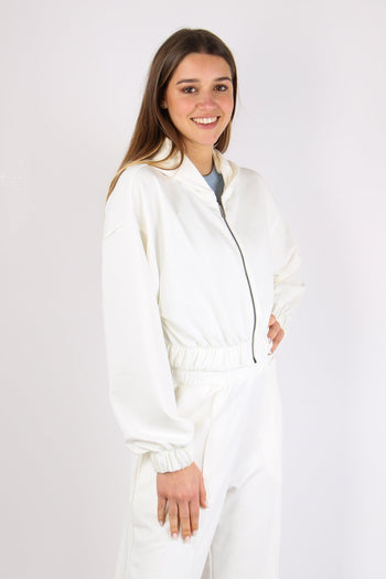 Felpa Zip Cappuccio Off White - 5