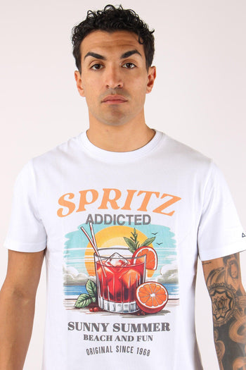 T-shirt Maxi Stampa Bianco/azzurro - 7