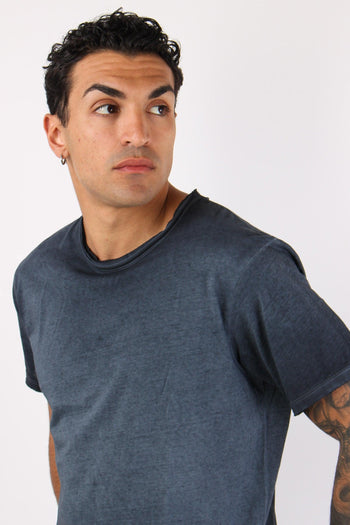 T-shirt Cotone Taglio Vivo Blue Faded - 7