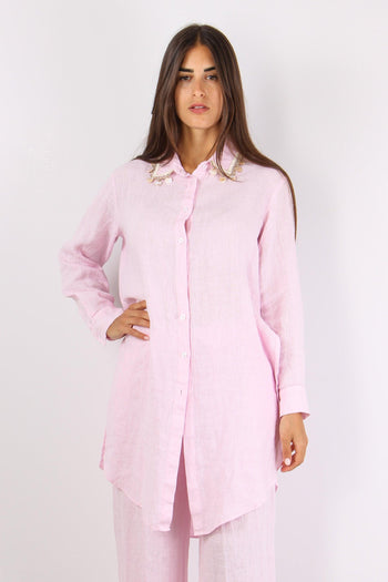 Camicia Lino Passamaneria Coll Rosa - 2