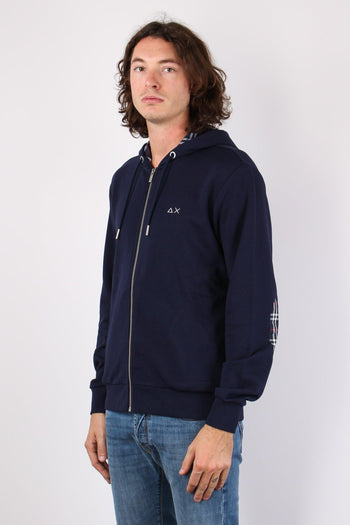 Felpa Zip Toppe Contrasto Navy Blue - 5