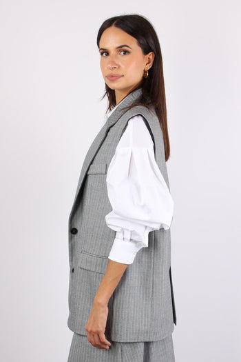 Gilet Over Gessato Grigio - 6