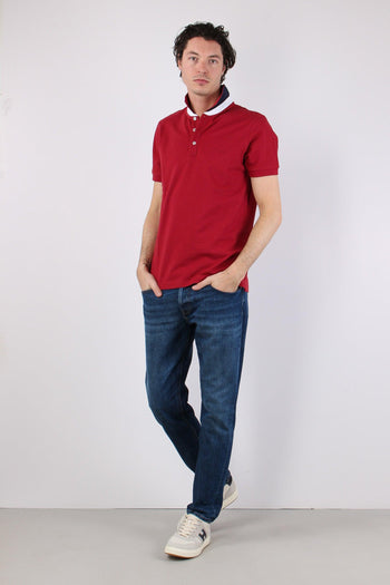 Polo Colletto Contrasto Rosso - 2