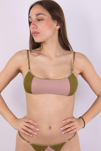 Bikini Bralette Bicolore Lurex Rosa/beige - 6