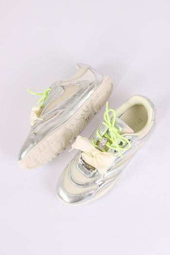 Sneakers Pelle Multi Lacci Silver - 2