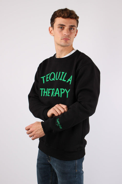 Felpa Ricamo Tequila Therapy Nero