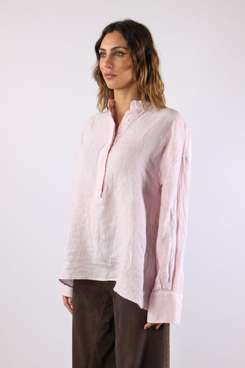 Camicia Lino Coreana Rosa - 3