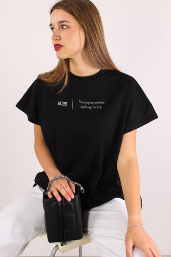 T-shirt Over Scritta Black/white - 7