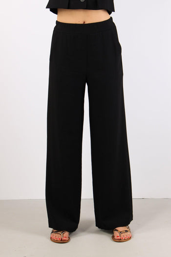 Pantalone Palazzo Misto Viscos Nero - 2