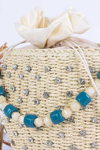 Secchiello Paglia Strass Natural - 5