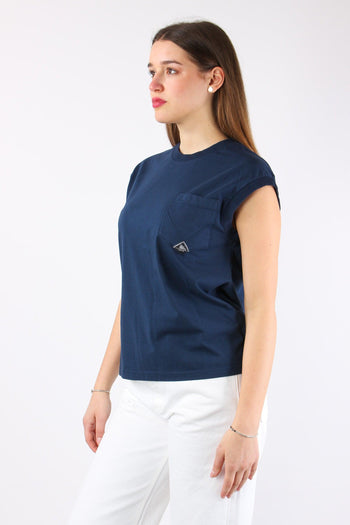 T-shirt Smanicata Taschino Blu Navy - 6