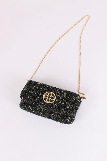 Greta Pochette Crochet Laminat Nero - 2