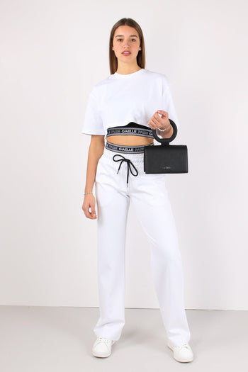 T-shirt Crop Elastico Logo Bianco/nero - 4