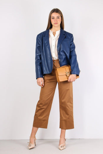 Giacca Squadrata Ecopelle Blu - 5