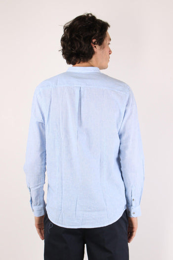 Camicia Lino Microriga Celeste - 5