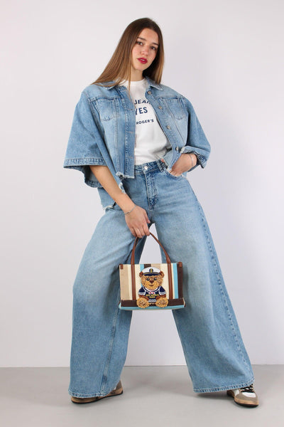 Denim Maxi Palazzo Vita Alta Denim Chiaro