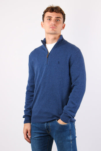 Pullover Mezza Zip Lana Rustic Navy - 5