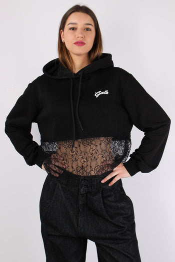 Felpa Cropped Fondo Pizzo Nero - 2
