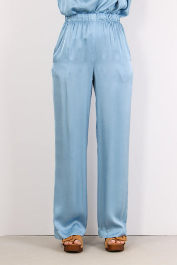 Pantalone Palazzo Effetto Raso Azzurro - 2