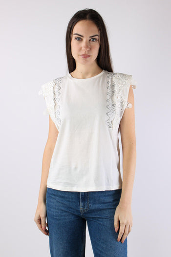 Canotta Inserto Macrame Bianco Lana - 2