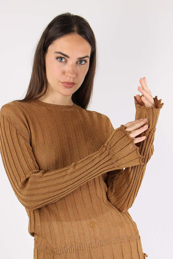 Maglia Girocollo Lurex Cammello - 7