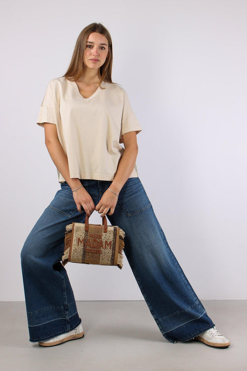 T-shirt Scavo V Organza Crystal Grey