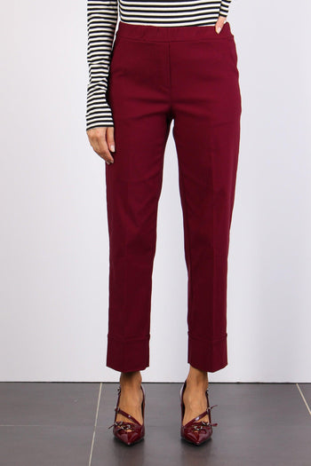 Pantalone Bengalina Risvolto Bordeaux - 2