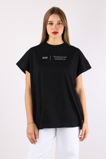 T-shirt Over Scritta Black/white - 2