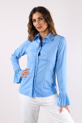 Camicia Manica Plisse Azzurro - 2