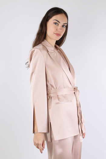 Rapa Giacca Cintura Satin Rosa Mogano - 6