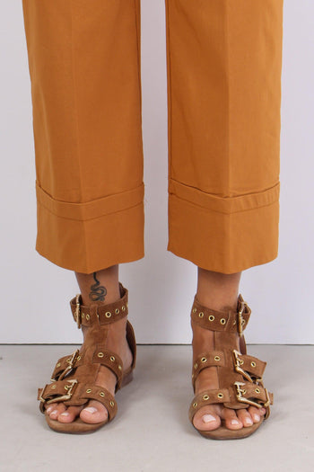 Pantalone Cropped Risvolto Coccio - 6