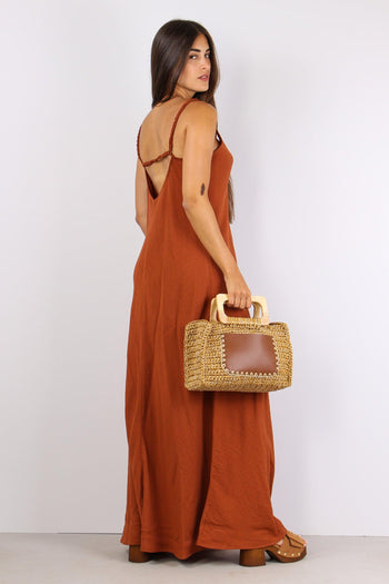 Abito Lungo Spallina Arriccio Ruggine - 6