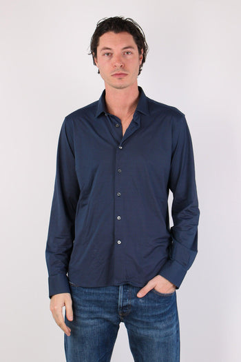 Camicia Tessuto Tecnico Micro Fantasia Dark Blue - 2