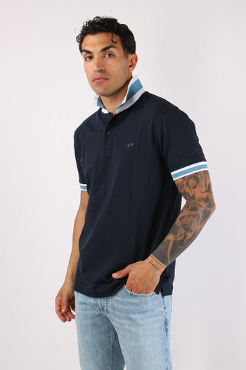 Polo Collo Bicolor Blue Navy - 3