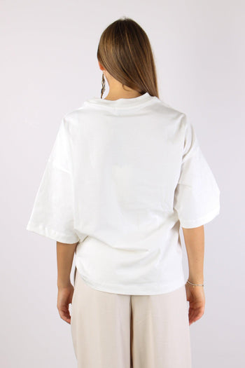 T-shirt Over Ripresa Spilla Panna - 5
