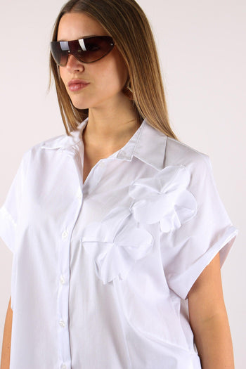 Camicia Applicazione Fiori Bianco - 7