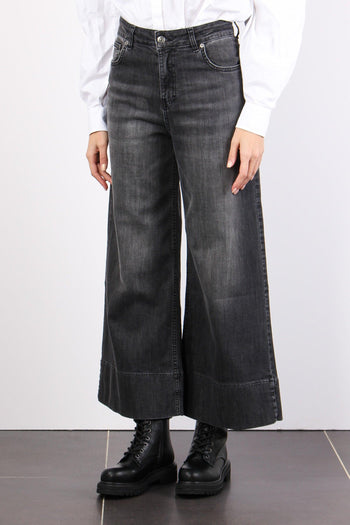 Denim Crop Orlo Alto Denim Nero - 3