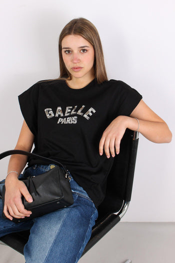 T-shirt Logo Strass Nero - 4