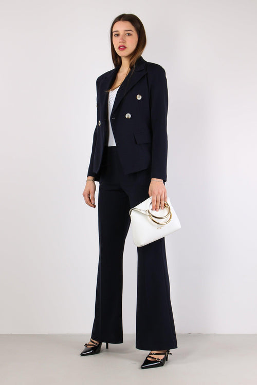 Pantalone Zampa Scuba Crepe Blu
