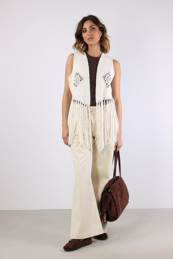 Gilet Frange Ricami Natural - 5