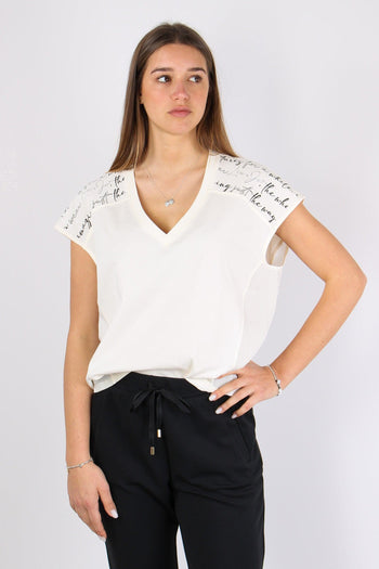 T-shirt V Scatoletta Scritta S Whithe Milk - 2