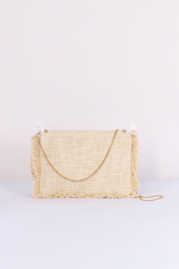 Pochette Ricami Frange Bianco - 5